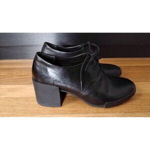 Camper Black Leather Block Heel Oxford Pumps, Size 36